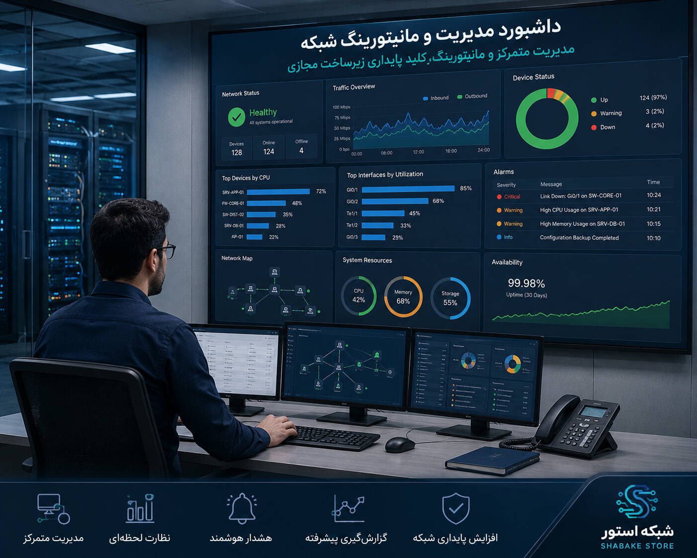 داشبورد مدیریت و مانیتورینگ شبکه
