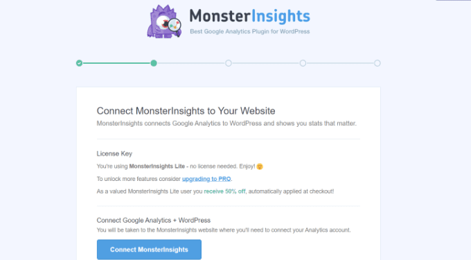 MonsterInsights را با سایت خود وصل کنید