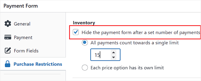 محدودیت های خرید را برای جلوگیری از تمام شدن با فرم پرداخت خود پیکربندی کنید