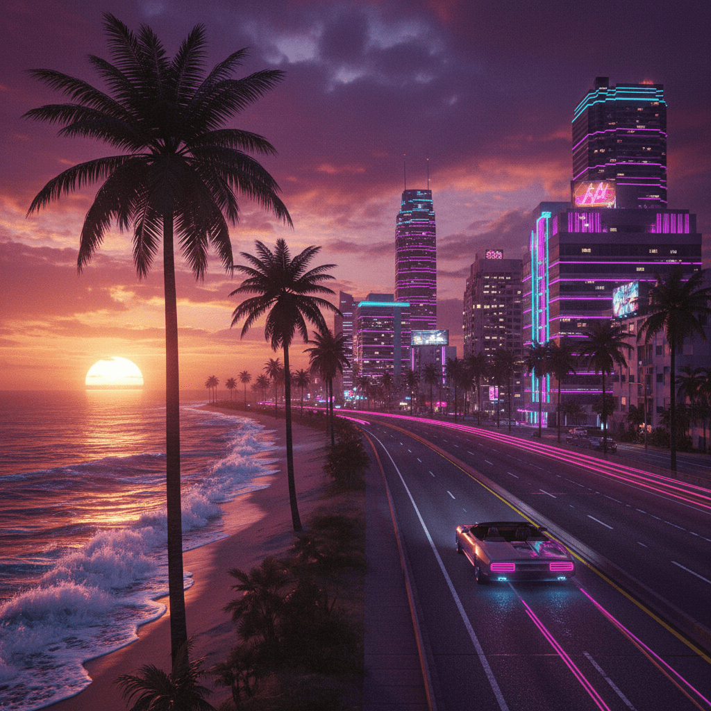 GTA 6 - شهر Vice City در غروب آفتاب