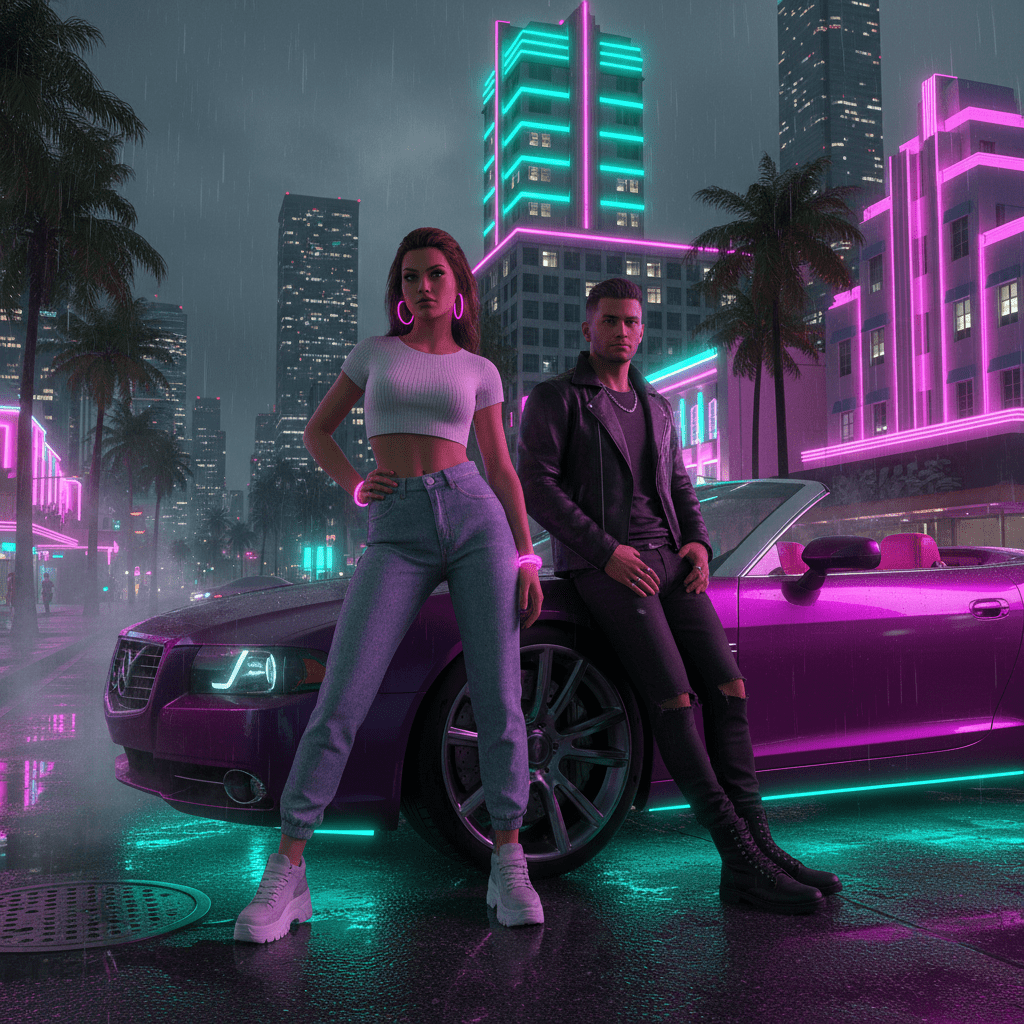 شخصیت‌های GTA 6 - لوسیا و جیسون در Vice City