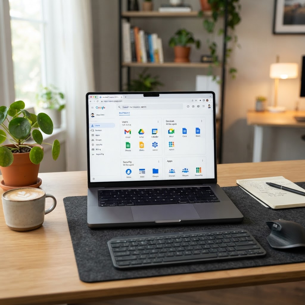 پنل مدیریت Google Workspace با آیکون‌های رنگی اپلیکیشن‌های گوگل
